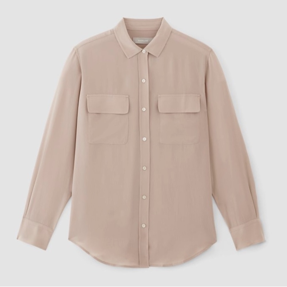 Everlane The Utility Shirt in Washable Silk ‘Burnt Sugar’ Brown Size 0 $150 - Picture 15 of 15